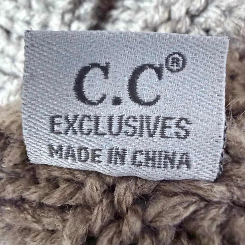 C.C. Exclusives Knit Outdoor Beanie Hat with Pom Pom One Size Tan / Light Brown